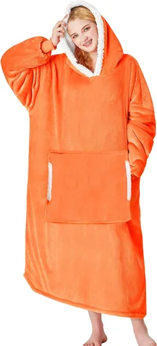 Miniatura 10 de yescool - Cobija con capucha, sudadera de franela de forro polar sherpa para adultos, mujeres y hombres, talla única