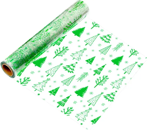 Miniatura 8 de Rollo de envoltura de celofán navideño SULOLI - 32 pulgadas x 100 pies de copos de nieve, envoltura navideña para regalos, flores, cestas y canastas