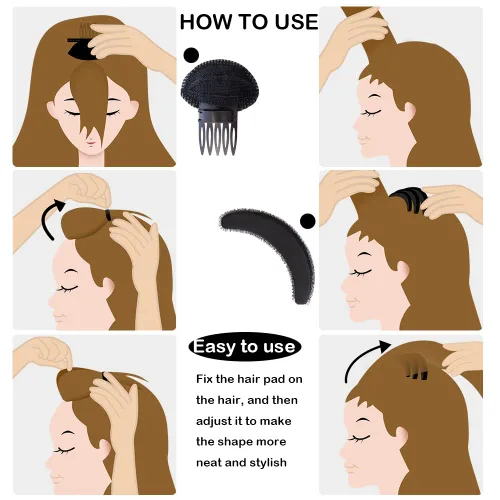Miniatura 4 de 10 piezas de aumento de volumen para el cabello, esponja de soplo, juego de accesorios para el cabello, para bricolaje, mujeres y niñas
