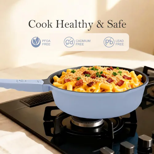 Miniatura 2 de 8 Inch Non Stick Frying Pan Skillet, Omelet Pan, Healthy Non Toxic Chef Pan, Egg Frying Pan with Detachable Handle for All Stoves Including
