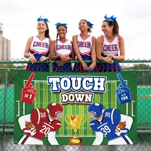 Miniatura 4 de KatchOn Fondo de fútbol extragrande de 72 x 44 pulgadas, pancarta de touchdown para decoraciones de fiesta de cumpleaños de fútbol americano