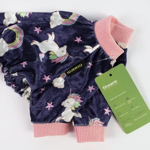 Miniatura 3 de Fitwarm Pijama de unicornio de hadas para perro, ropa para mascotas para perros pequeños, hembras y niños, pijamas de terciopelo ligero, trajes