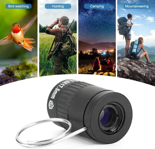 Miniatura 9 de Mini telescopio monocular, 0.098 x 0.689 in, enfoque óptico portátil, alcance de detección con anillo de metal para eventos deportivos, observación