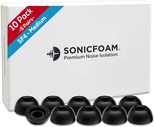 Miniatura 8 de SONICFOAM (SF2 Medium Negro) Puntas de auriculares de espuma viscoelástica para auriculares con diámetro de altavoz 0.173-0.224 in