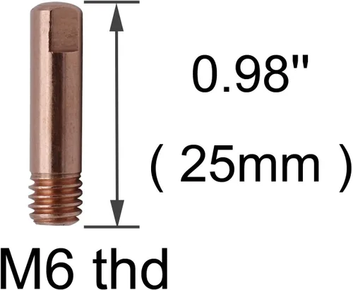 Miniatura 2 de 15AK MB15 antorcha de soldadura MAG MIG punta de contacto .023'' & 0.6mm M6x25mm 20pk