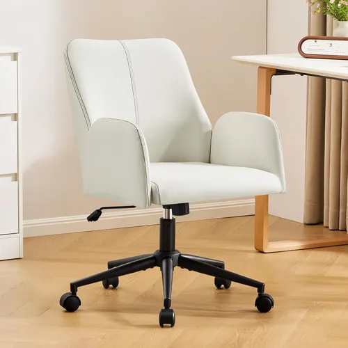 Miniatura 16 de Furniliving Criss Cross Office Chair with Adjustable Flip-up Arms, Premium Chenille Upholstered Cross Legged Chair, Ergonomic Swivel Desk Vanity