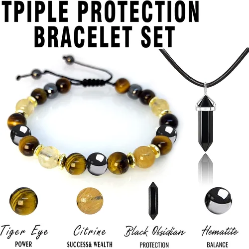 Miniatura 2 de Pulsera de sanación para aliviar la hematita, pulsera de triple protección