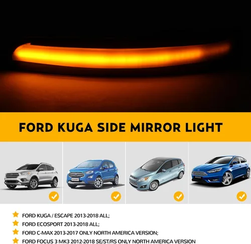 Miniatura 2 de Luces LED de señal de giro para espejo lateral para Ford Focus ST RS 2012-2018, para Ford Kuga Escape Ecosports 2013-2018, C-Max 2013-2017, Lentes