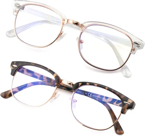 Paquete de 2 lentes de lectura para hombres y mujeres, lentes de lectura vintage con lente completa, lentes de aumento para exteriores, no