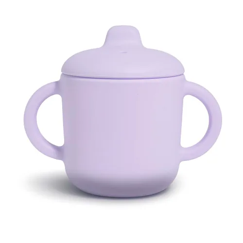 Miniatura 8 de Vasos para sorber con asas, pequeños vasos de silicona a prueba de fugas, 5 onzas, antiderrames, para niños pequeños (azul polvo)