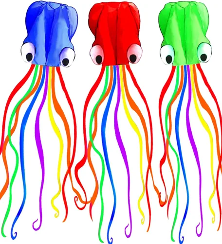 Hengda Kite Soft Octopus Kite Series, Beautiful Kite with Long Colorful Tail for Kids and Adults, Easy to Fly Beach Kites, Excellent Outdoor Games