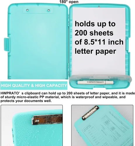 Miniatura 4 de HWPRATO Organizador de Portapapeles con Almacenamiento Portapapeles Plegable para Enfermería Carpeta de Archivo de Plástico con Estuche de Azul