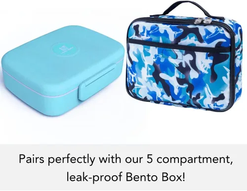 Miniatura 7 de Lonchera infantil, para niñas, adolescentes, mujeres, bolsa de almuerzo aislada, compartimentos de lados suaves, espaciosos, sin BPA, apto para Azul