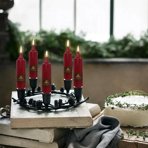 Miniatura 2 de Candelabros Rojos para Velas Cónicas Cortas de 5 pulgadas, Lindos Portavelas Pequeños Torcidos en Espiral, Candelabros Cónicos en Espiral