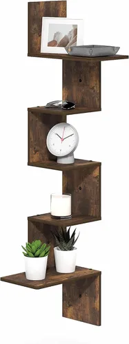 Miniatura 17 de Furinno Rossi - Estantería flotante de pared entrelazada, 4 unidades, color espresso