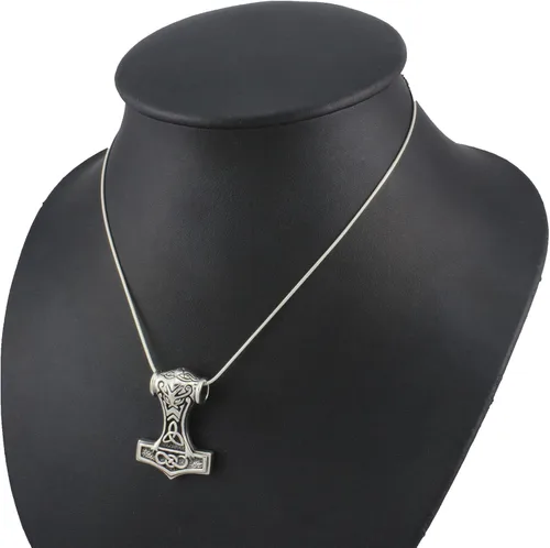 Miniatura 3 de WithLoveSilver - Colgante de plata de ley 925 Trinity celta vikingo con forma de martillo de Thor (Mjolnir), Plata esterlina