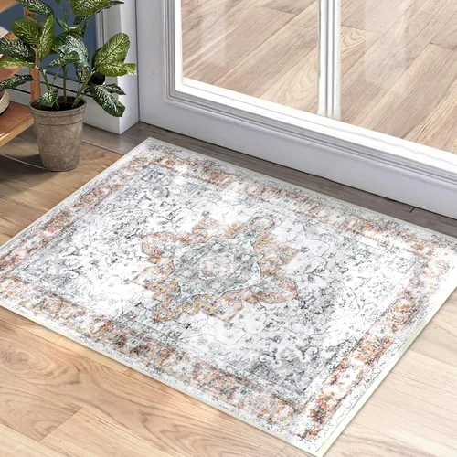 Miniatura 29 de COMSLE Alfombra bohemia de 2 x 3 pies, lavable a máquina, para entrada, lana sintética, alfombra pequeña, envejecida, antideslizante