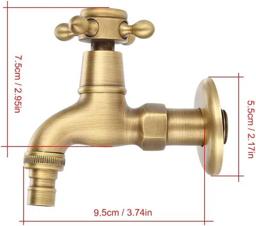 Miniatura 6 de Grifo de lavadora antiguo de cobre puro cepillado a mano clásico europeo para lavadora grifo de agua montado en la pared (2#)