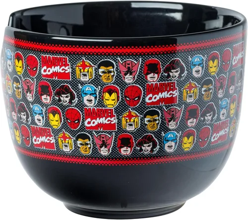 Miniatura 3 de Silver Buffalo Marvel Vengadores Iron Man, Capitán América, Spider-Man, Thor, Black Widow, Falcon, Hawkeye, Daredevil Tazón de Cerámica para Ramen