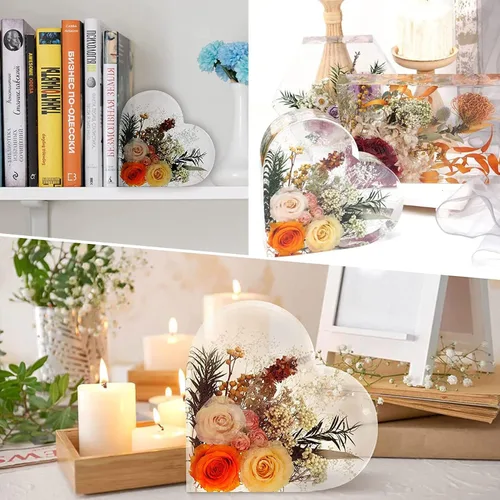 Miniatura 6 de Cayway Moldes de silicona con forma de corazón grande para flores, fundición de resina, boda de bricolaje, decoración del hogar