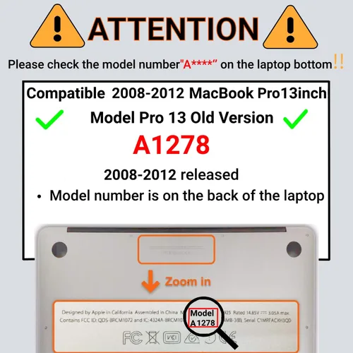 Miniatura 2 de Funda rígida compatible con MacBook Pro de 13 pulgadas 2012 2011 2010 2009 2008 versión A1278 con CD-ROM, funda de plástico para laptop cubierta