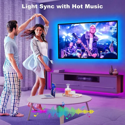 Miniatura 3 de Tatazone Luces LED Bluetooth RGBWW para TV de 50 a 55 pulgadas con control de aplicación, RGB + retroiluminación blanca sintonizable 3000K-6500K
