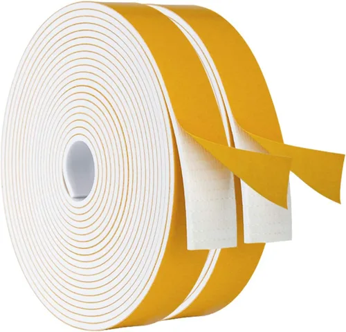 Miniatura 13 de Burlete de cinta de espuma autoadhesiva blanca para puertas y ventanas de 1 pulgada × 3/4 pulgada × 13 pies, tira de sellado de espuma de alta Blanco