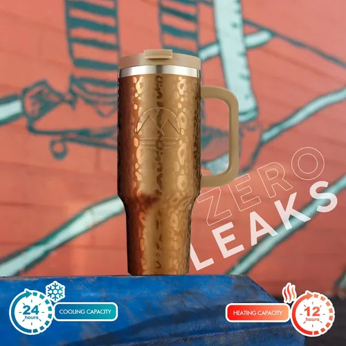 Miniatura 5 de FAHRMOSIS Vaso de 40 onzas con asa y pajita, taza aislada que cabe en el portavasos para bebidas frías y calientes, vaso a prueba de fugas
