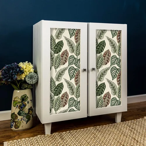 Miniatura 7 de VaryStyle Papel tapiz de hojas de palma tropicales de 17.7 x 118 pulgadas, color verde/beige, hojas de palmera botánicas, despegar y pegar, papel