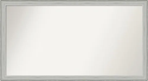 Miniatura 306 de Amanti Art Espejo de baño plateado para sobre fregadero, 25 x 25 pulgadas, espejo de tocador cuadrado estrecho de níquel cepillado, marco de madera