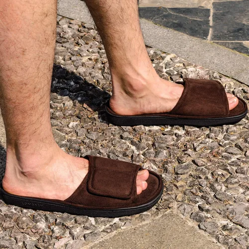 Miniatura 2 de Cómodas pantuflas de espuma viscoelástica para hombre, transpirables, microgamuza
