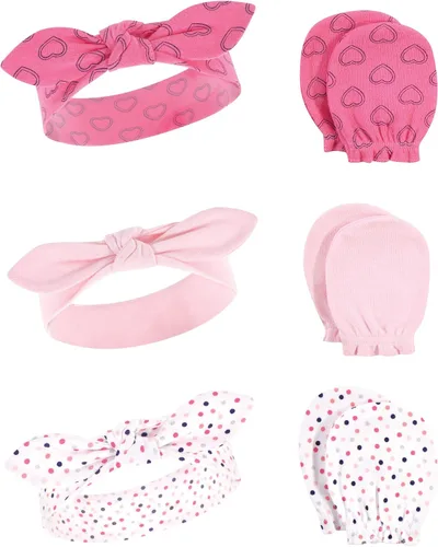 Miniatura 158 de Hudson Baby Conjunto de diadema de algodón y manoplas para rascar para bebé