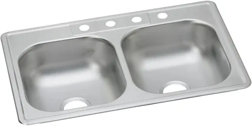 Miniatura 9 de Dayton D233221 Equal - Fregadero de acero inoxidable con doble tazón, 33 x 22 x 6.5 pulgadas