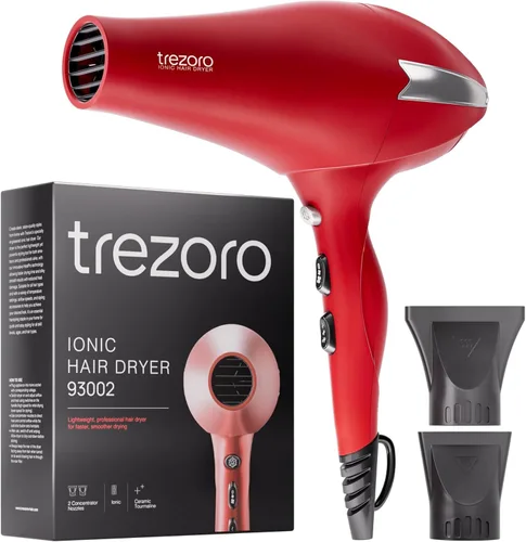 TREZORO Secador de pelo profesional para mujer – Secador de pelo iónico de 2000 W para salón y uso personal – Potente, secado rápido y silencioso