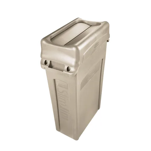 Miniatura 3 de Rubbermaid Commercial Products, Tapa basculante SLIM JIM para uso con contenedores ventilados SLIM JIM de 16/23 galones, color beige