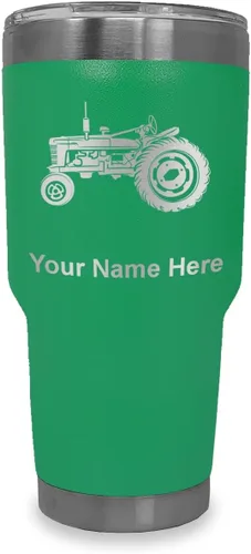 Miniatura 21 de LaserGram Vaso aislado al vacío de 20 onzas, Old Farm Tractor, grabado personalizado incluido (negro)