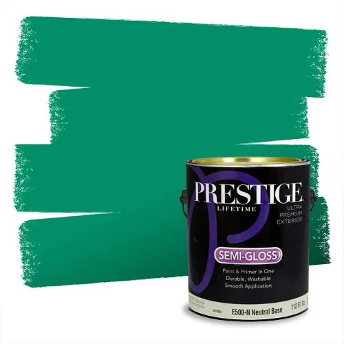 Miniatura 125 de Prestige Paints - Pintura exterior e imprimación en uno, 1 galón, plano, compatibilidad comparable con el color menta «Whipped Mint» de Behr