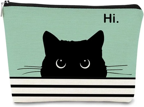 Miniatura 28 de Regalos de Gatos - Pequeña bolsa de maquillaje, bolsa de cosméticos para amantes de los gatos, bolsa de maquillaje para adolescentes y mujeres, cat 1