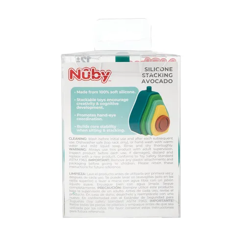 Miniatura 12 de Nuby Juguete interactivo de aguacate apilable de silicona suave, juguete apilable de 5 piezas para el desarrollo temprano, más de 12 meses
