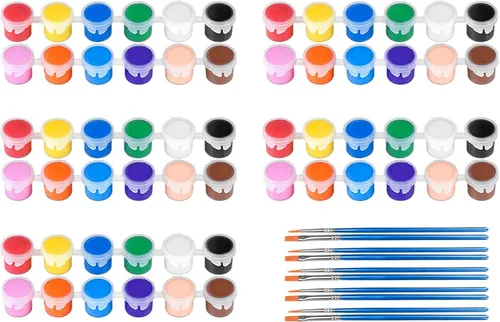 Miniatura 10 de Paquete de 10 juegos de pintura acrílica mini, 12 colores de pinturas acrílicas en tiras para niños y adultos, kit de pintura para niños de 140