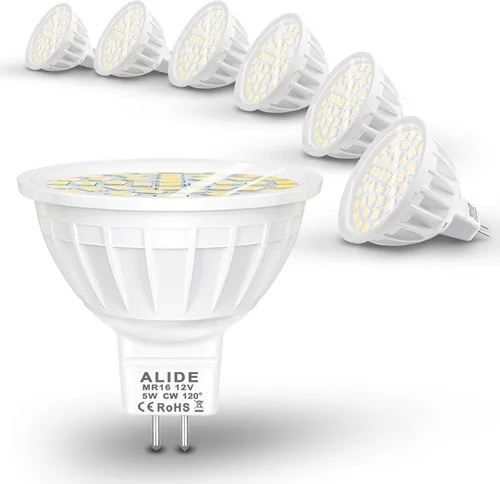 Miniatura 10 de ALIDE Bombillas LED verdes MR16 GU5.3 de 5 W, 20 W, 35 W, 50 W, equivalente a halógeno, 12 V de bajo voltaje MR16, focos LED verdes para paisajes al