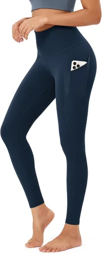 ODODOS - Leggings de yoga con cintura alta y bolsillos para mujer, pantalones de yoga deportivos con control de abdomen, no se transparentan, para