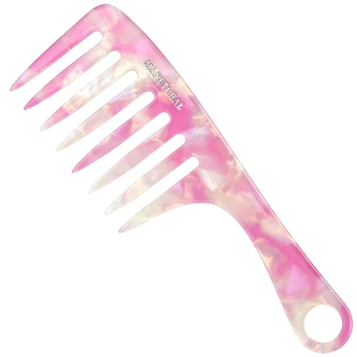Miniatura 11 de D1 Peine de mango de dientes anchos para cabello rizado Eleva, conserva el rizo, suaviza el cabello. Peine de acetato (morado brillante)