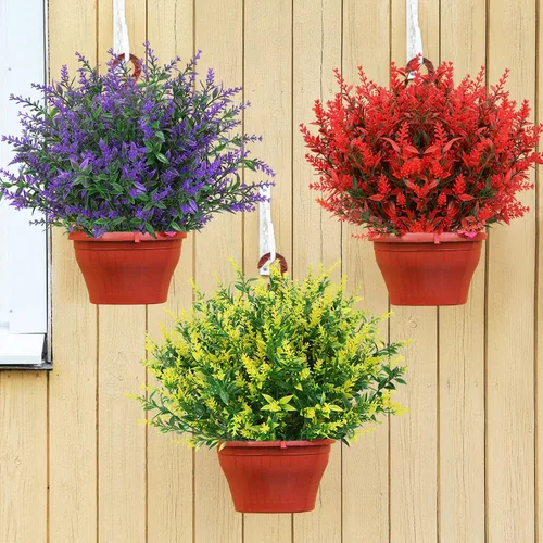 Miniatura 2 de GREENRAIN 8 ramilletes de flores artificiales de lavanda 3#amarillo