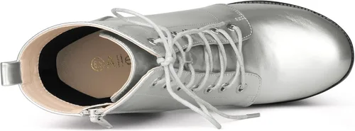 Miniatura 4 de Allegra K Botas de combate de tacón alto grueso con cordones para mujer, M