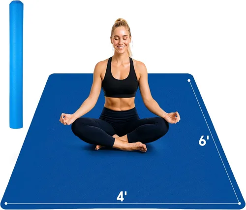 Miniatura 12 de Stepwaver Esterilla de yoga extragrande de 6 x 4 pies (1/3 pulgadas y 1/4 pulgadas de grosor), antideslizante, ultra duradera, amplia alfombrilla