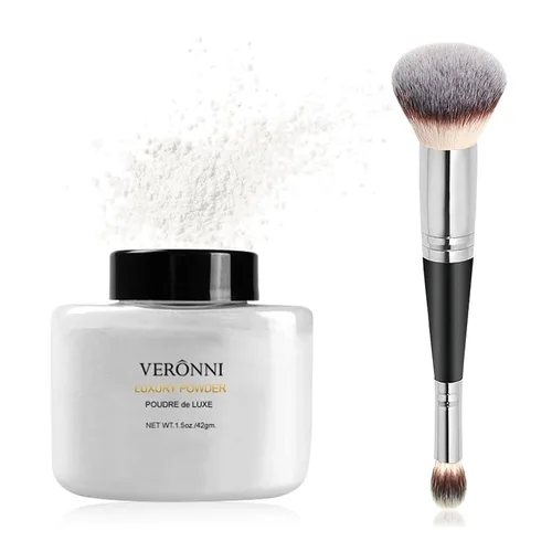 Polvo de ajuste suelto de 4 colores, maquillaje de plátano de lujo para acabado facial, cobertura de larga duración, acabado mate iluminador de