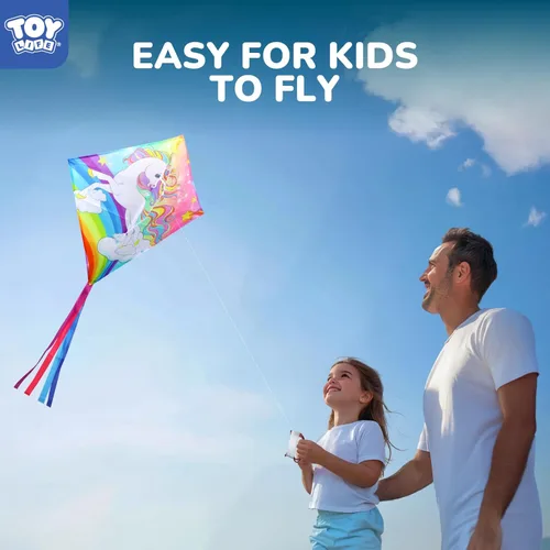 Miniatura 3 de TOY Life Unicorn Kite for Kids – Large Easy to Fly Beach Kite with 50M String & Handle – Durable Nylon Outdoor Toy for Boys & Girls Ages 4-12 – Gift