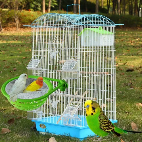 Miniatura 4 de 3pcs plástico canario nido de pájaro nido de plástico hueco colgante jaula huevos eclosión herramienta aves cría cabaña nido cacerola (verde)