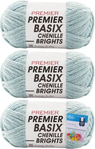 Miniatura 11 de Premier Yarns Basix - Ovillo de felpilla Brights de 5.3 onzas cada madeja, 6 unidades súper voluminosas y gruesas, paquete de 3 unidades con Blush